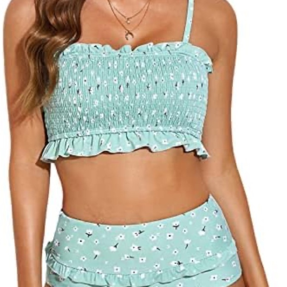 Mint Green Floral Women's Swim Set size Large
